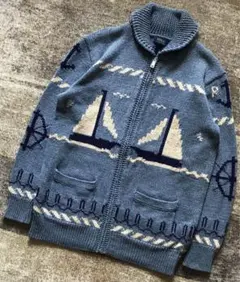 最高のマリン柄 ラルフローレン セーリング ヨット カモメ ニットジャケット M