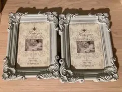 アンティークフォトフレーム2個セット ミントグリーン