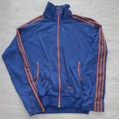 00s adidas トラックジャケット　ハの字ジップ　ブルー　オレンジ