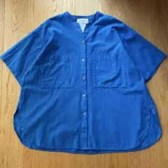 ビアズリー BEARDSLEY 半袖 ストライプ シャツ ゆったり ブルーのサムネイル