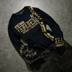 00s archive y2k swag grunge L/S 紺　金　お兄系◎
