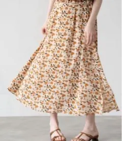 【idem】retro flower skirt/レトロフラワーロングスカート春のサムネイル