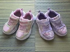 【19cm】Neo Speed 光るスニーカー ピンク &紫　2足セット