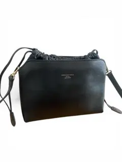 CHRISTIAN VILLA　レザーショルダーバッグ　巾着　ブラック
