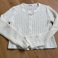 GU アイボリー リブ編み カーディガン M