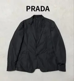 大きめサイズ　PRADA ナイロンテーラードジャケット　52 ブラック　中綿入