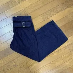 GU ライトデニムベルテッドワイドパンツ