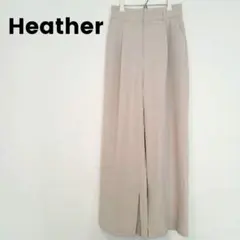 Heather ワイドパンツ タック ウエストゴム ポケット付き スリット加工
