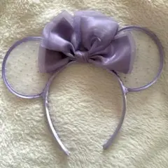 【未使用 公式カチューシャ】 ミニーちゃん レース ラベンダーカラー パステル