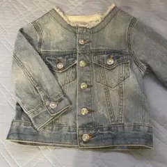 襟なし　デニムジャケット