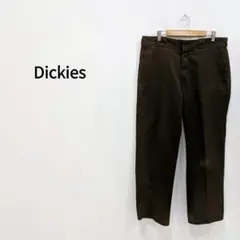 Dickies センタープレスストレートコットンパンツ ダークブラウン