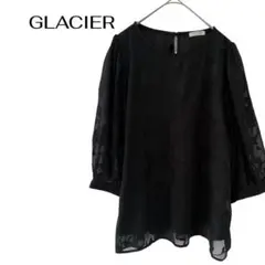 GLACIE七分袖花柄レースブラウス　ビジネスフォーマルデート　大きめL