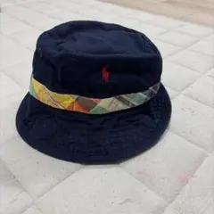 ポロラルフローレン刺繍 ネイビー　バケットハット　カラフル　ポニー刺繍