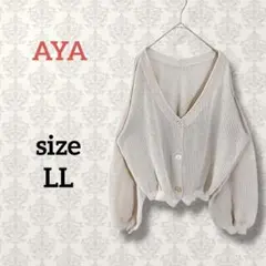 AYA【LL】透かし編みメッシュニットカーディガン ベージュ 体型カバー 伸縮性