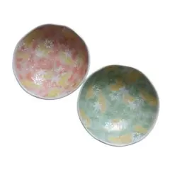 橘 たち吉 紅葉 もみじ 陶器製 皿 中皿 セット ペア オレンジ グリーン