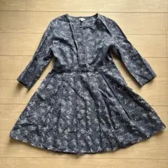 GAP ネイビー 総柄 長袖Aラインワンピース