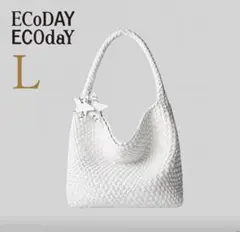 ECODAY クラウドホワイト 編み 通勤おしゃれ 2way ショルダー L - メルカリ