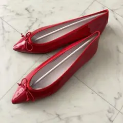 新品未使用　ポインテッドトゥ バレエシューズ レッド 22.0cm