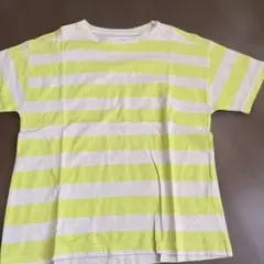ZARA 蛍光イエローとホワイトストライプ Tシャツ 130cm