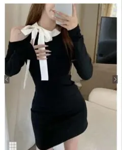 ワンショルダーリボンニットミニワンピース［tw1232］