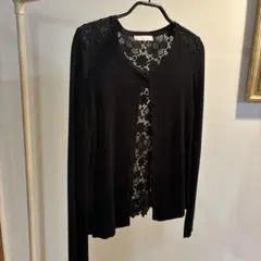 DAMA collection 背レースニットカーディガン　黒