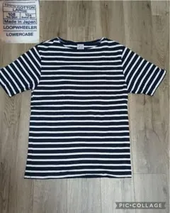 【名作コラボ】ループウィラー× LOWERCASE ボーダー Tシャツ L 紺白のサムネイル