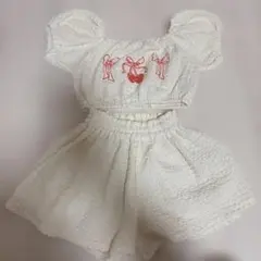 韓国子供服　momoann セットアップ　ホワイト リボンチェリー