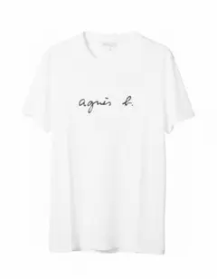 agnès b. アニエスベー ホワイト ロゴ入りTシャツ