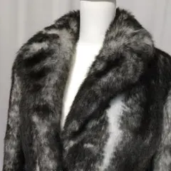 レディース フェイクファーコート グレー×ホワイト バブル 匿名配送