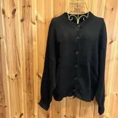 【ジーユー】カーディガン　長袖　オーバーサイズ　クルーネック　ブラック　ＸＬ