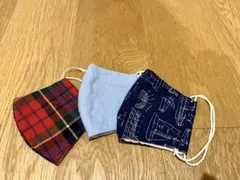 布マスク 3枚セット チェック 無地 セーリング柄
