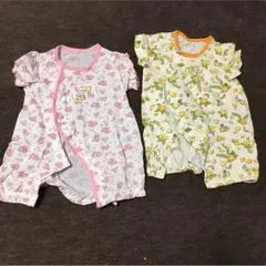 50-60cm 女の子 半袖ロンパース 2枚セット