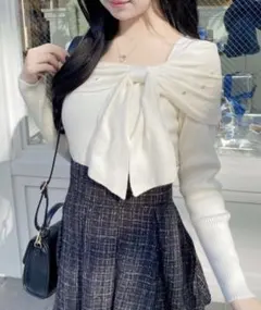 ビジュー2Wayオフショルニット