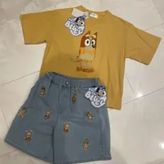 Bluey BINGO Tシャツ デニムショートパンツ セット　ブルーイ　130