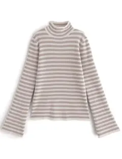 GRL ボーダー柄フレアスリーブリブニットトップス[k9086b]