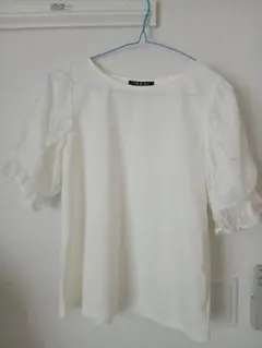 ホワイト レース 半袖トップス Mサイズ
