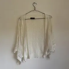アイボリー レース編み カーディガン