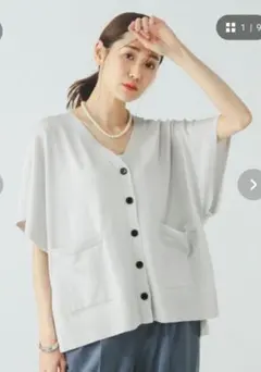 グローバルワーク　スッキレイさらさらカーディガン　シルバーラメ