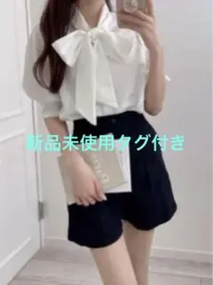 GRL ロングカフスリボンタイブラウス［k8762w］ Lサイズ