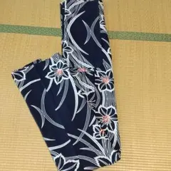 アンティーク浴衣 ネイビー 花柄 紺