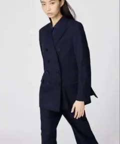 新品】ユニクロダブルジャケットM パンツ S セットアップ ダークグレー