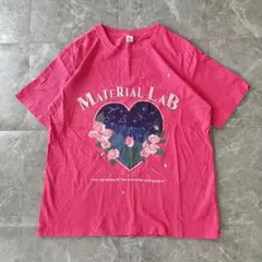 ピンクTシャツ ハート ローズ 星座 y2k カジュアル 半袖 コットン 古着