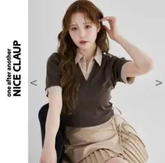 NICE CLAUP 半袖レイヤードトップス