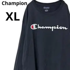 【チャンピオン】ロゴ入り長袖Tシャツ　ロンT トップス　XL メンズレディース黒