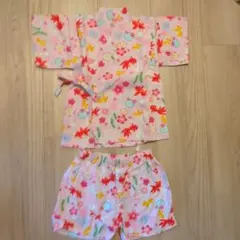 ピンク 花柄 金魚柄 甚平セット 80サイズ
