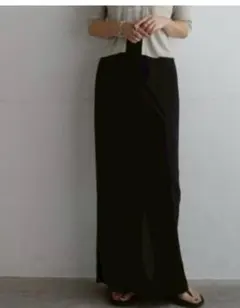 しまむら　hideka スカート　ナロースカート　ブラック　シアースカート　M