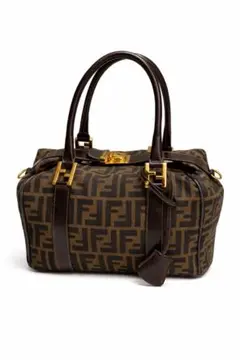 FENDIフェンディハンドバッグ ズッカ柄 ブラウン ゴールド金具 ミニボストン