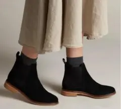 22.5 【新品未使用】Clarks サイドゴア　ブーツ　ブラック
