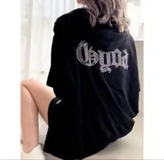 GYDA ラインストーンロゴ パーカー ブラックのサムネイル