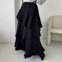 【新品タグ付き】スカート ティアードロングスカート